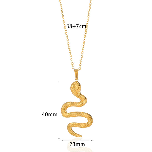 Snake Pendant Hiphop Necklace Stainless Steel Gold Plated Animals Zodiac Style