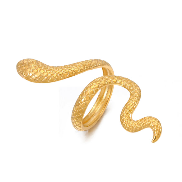 Snake Ring Stainless Steel Geometric Retro Cold Style Real Gold Electroplated For Women