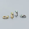 Snake Ushaped Earrings S925 Silver Geometric Style With Diamond Glue Electroplated For Women