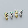 Snake Ushaped Earrings S925 Silver Geometric Style With Diamond Glue Electroplated For Women