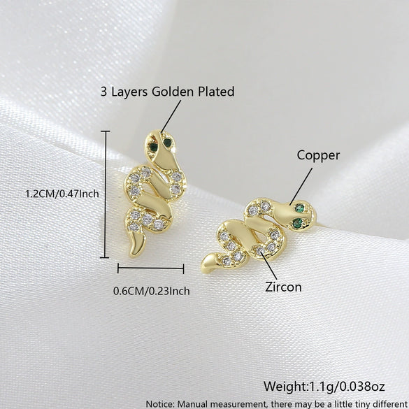 Snakeshaped Copper Earrings For Women With Electroplating Animal Pattern Light Luxury Style