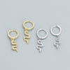 Snakeshaped S925 Silver Electroplated Diamondembedded Women's Earrings