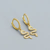 Snakeshaped S925 Silver Electroplated Diamondembedded Women's Earrings