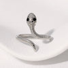 Snakeshaped Stainless Steel Opening Adjustable Finger Ring For Women With Electroplating And Personality Niche Design Animal Pattern