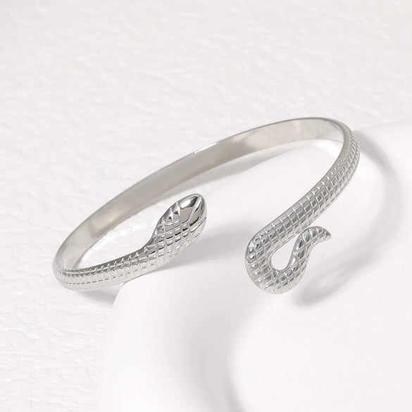 Snakeshaped Titanium Steel And Stainless Steel Bracelet 18K Goldplated Electroplated