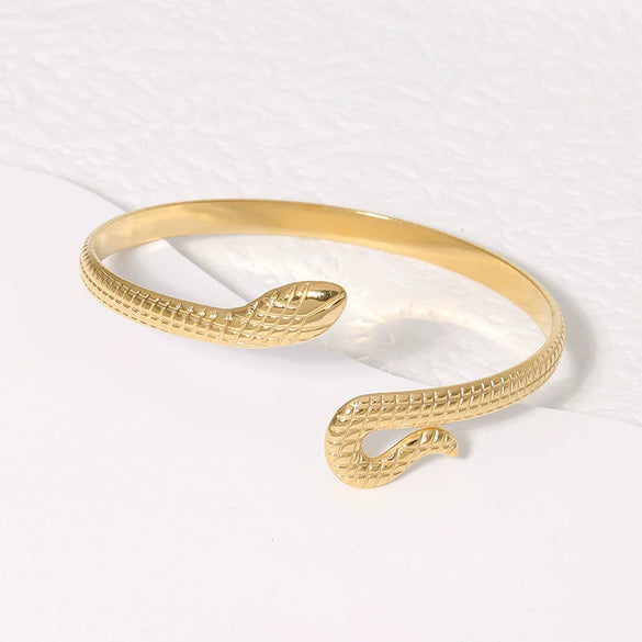 Snakeshaped Titanium Steel And Stainless Steel Bracelet 18K Goldplated Electroplated