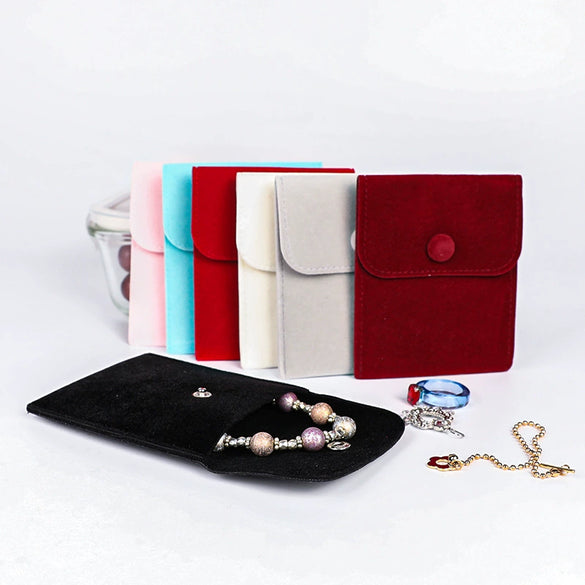 Snap Bag Velvet Jewelry Packaging Hidden Buckle Storage Bag Doublesided Fabric Bag