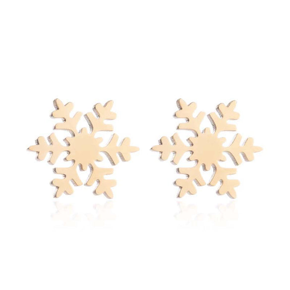 Snowflake Necklace And Earrings Set For Women Stainless Steel Electroplated Jewelry With Ochain Simple Christmas Gift