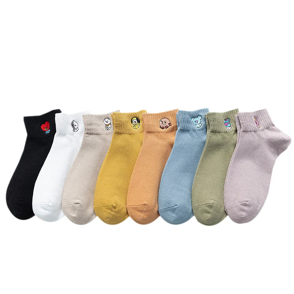 Socks Ladies Socks Shallow Mouth Spring And Summer Thin Embroidery Animal Short Socks