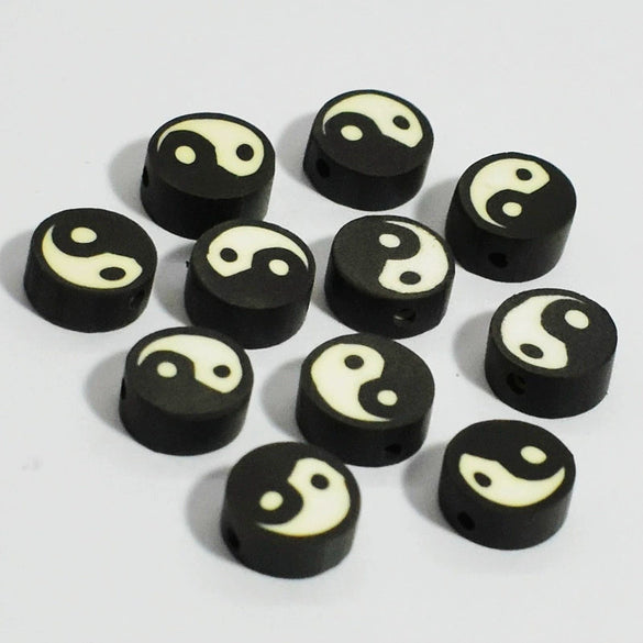 Soft Clay Beads Black White Bagua Pattern Diy Loose Beads For Bracelet Mobile Phone Chain Pendant Accessories Paint Treatment Wholesale