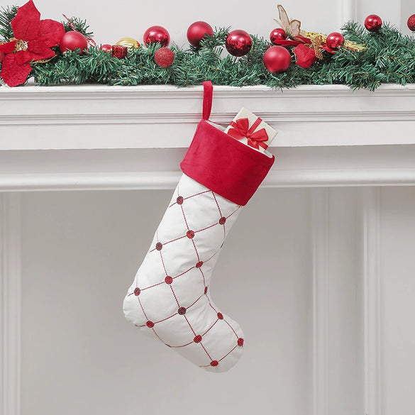 Soft Flannel Sequin Christmas Stocking Gift Bag Pendant And Candy Holder Decoration Wholesale
