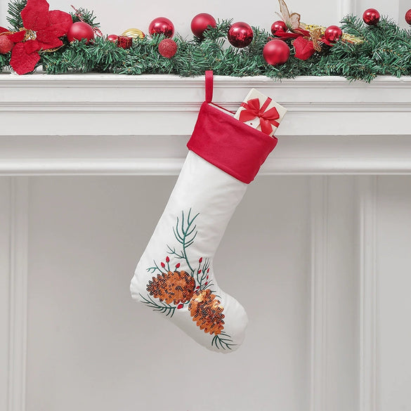 Soft Flannel Sequin Christmas Stocking Gift Bag Pendant And Candy Holder Decoration Wholesale