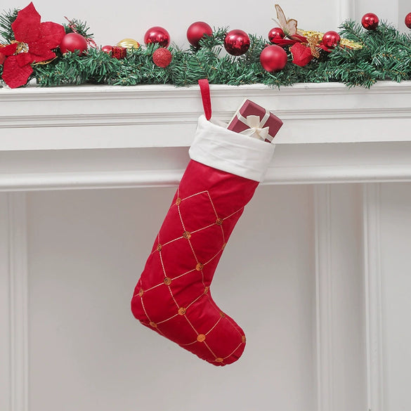 Soft Flannel Sequin Christmas Stocking Gift Bag Pendant And Candy Holder Decoration Wholesale