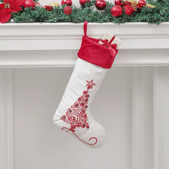 Soft Flannel Sequin Christmas Stocking Gift Bag Pendant And Candy Holder Decoration Wholesale