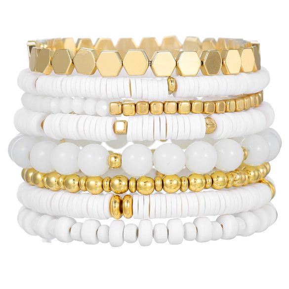 Soft Polymer Clay Geometric Multifolded Band Combination Bracelet Electroplated