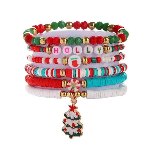 Soft Pottery Beaded Bracelet Polymer Clay Christmas Minimalist Style Women's Jewelry