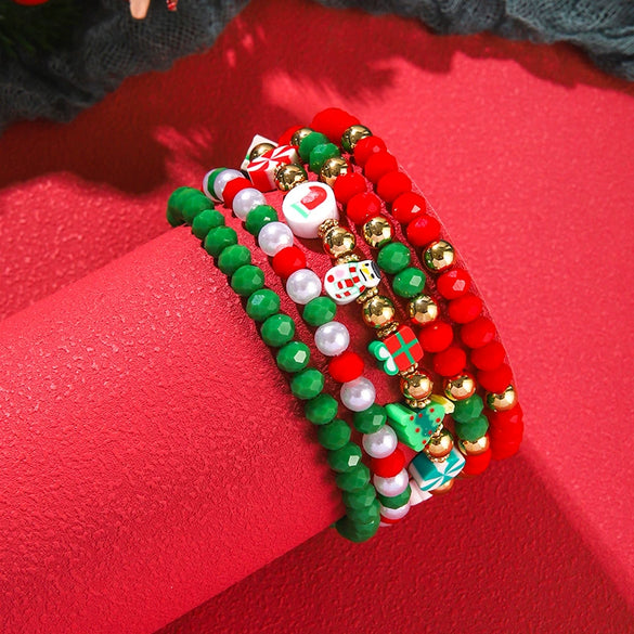 Soft Pottery Beaded Bracelet Polymer Clay Christmas Minimalist Style Women's Jewelry