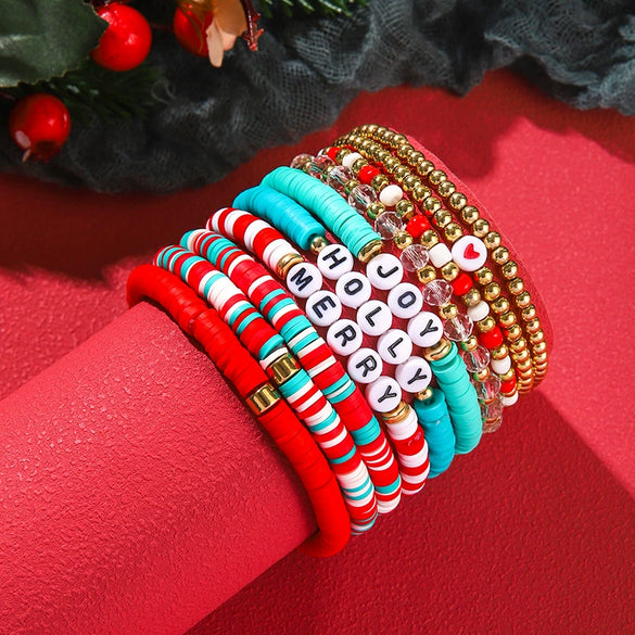 Soft Pottery Beaded Bracelet Polymer Clay Christmas Minimalist Style Women's Jewelry