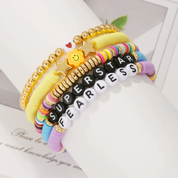 Soft Pottery Geometric Beads Handmade Adjustable Friendship Bracelet