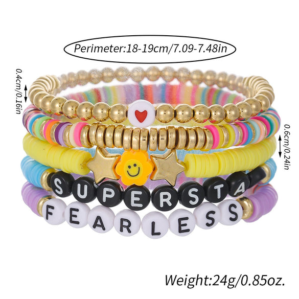 Soft Pottery Geometric Beads Handmade Adjustable Friendship Bracelet