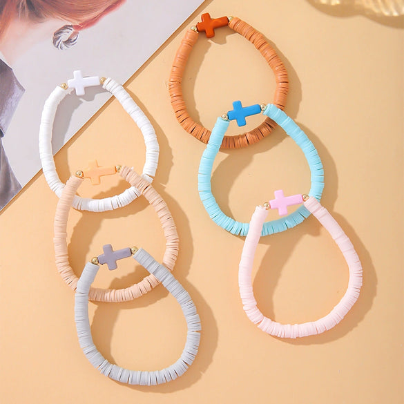 Soft Pottery Handmade Cross Pattern Women's Bracelets