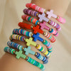 Soft Pottery Pine Stone Cross Handmade Unisex Geometric Bracelet