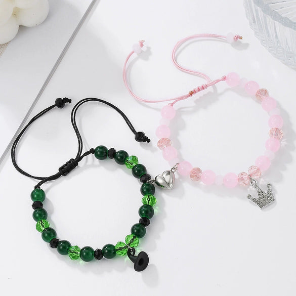 Soft Pottery Stretch Bracelet With Magic Wand Pendant Polymer Clay Acrylic Glass Beads Geometric Handmade