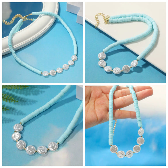 Soft Pottery Turquoise Geometric Women's Necklace