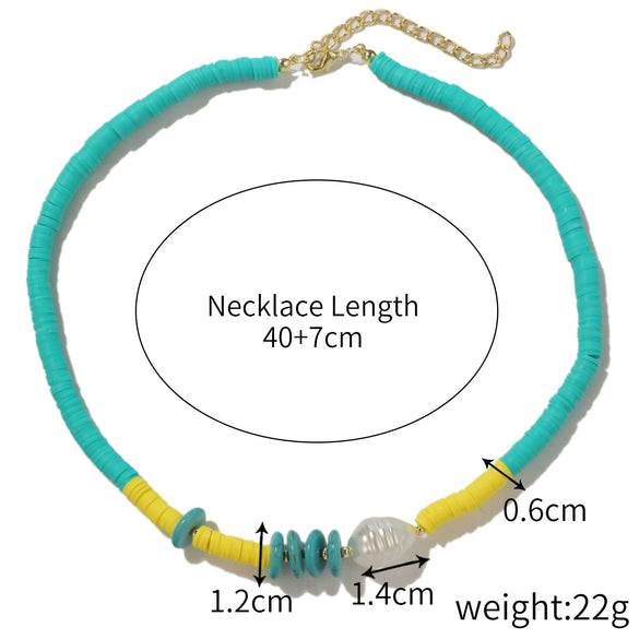 Soft Pottery Turquoise Geometric Women's Necklace