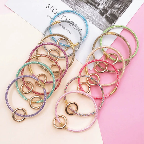 Soft Rubber Colored Diamond Bracelet Keychain