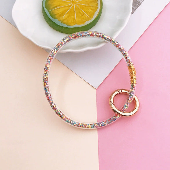Soft Rubber Colored Diamond Bracelet Keychain