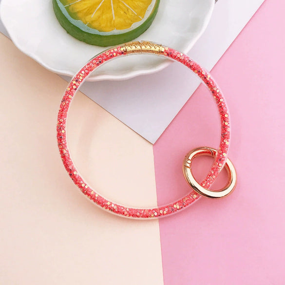 Soft Rubber Colored Diamond Bracelet Keychain