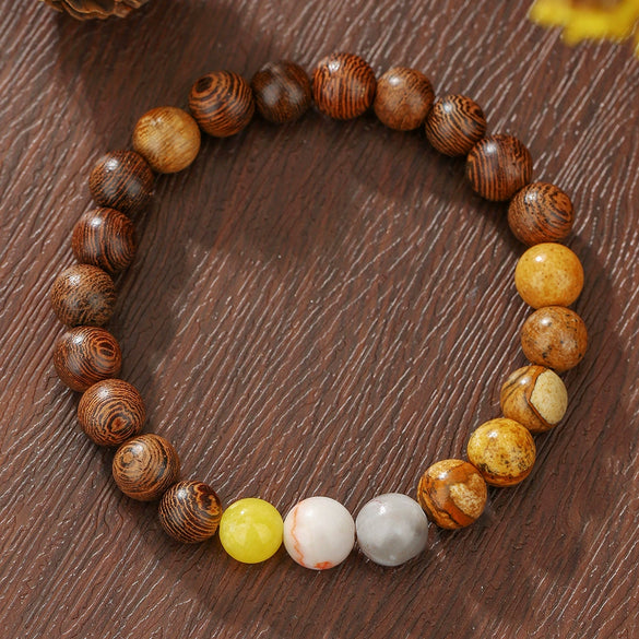 Solar System Eight Planets Beaded Paper Card Bracelet Stone Alloy Geometric Handmade Unisex