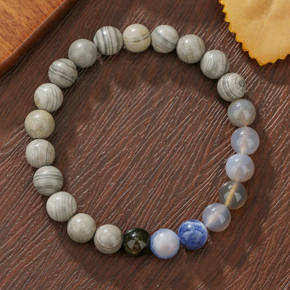 Solar System Eight Planets Beaded Paper Card Bracelet Stone Alloy Geometric Handmade Unisex