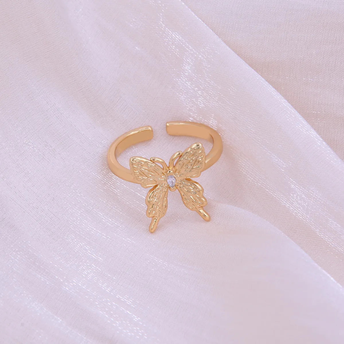 Solid Color Butterfly Copper Plating 18k Gold Plated White Gold Plated Rings