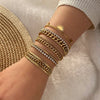 Solid Color Commute Geometric Stainless Steel Layered Plating Inlay Rhinestones Women's Bracelets