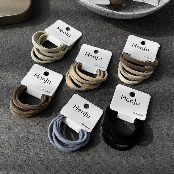 Solid Color Fabric Elastic Durable Hair Tie Sixpiece Set Simple Versatile Ponytail Headband Fresh Elegant Hair Accessories For Women Rubber Band Weaving