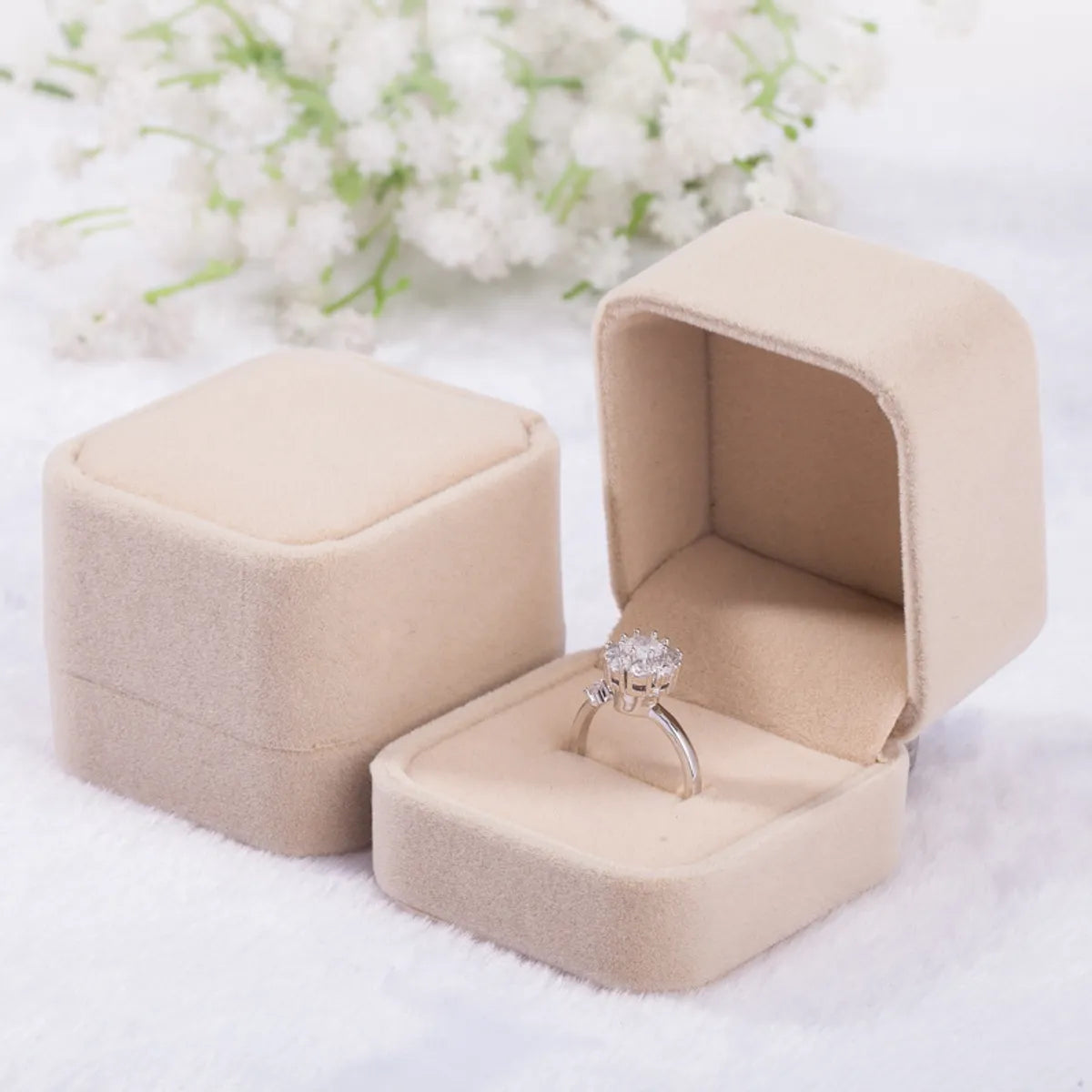 Formal Solid Color Flannel Fabric Jewelry Boxes