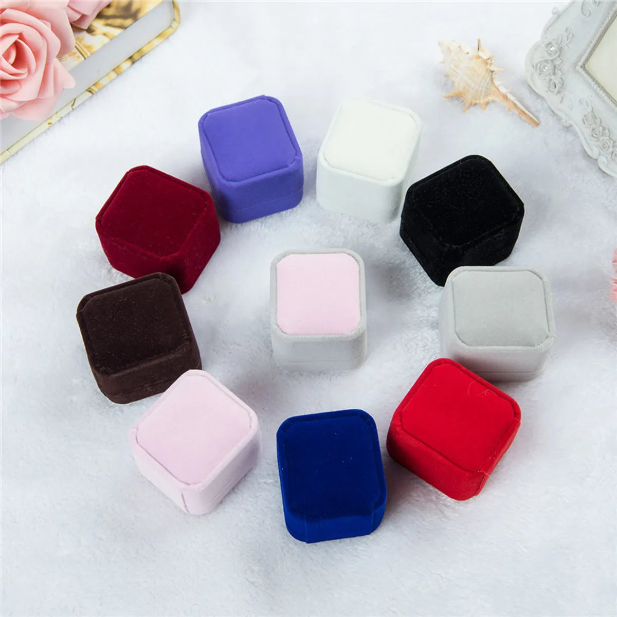 Formal Solid Color Flannel Fabric Jewelry Boxes