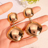 Solid Color Geometric Leaf Hoop Earrings With Smooth Metal Disc Design Exaggerated Versatile Unisex Statement Jewelry