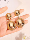 Solid Color Geometric Leaf Hoop Earrings With Smooth Metal Disc Design Exaggerated Versatile Unisex Statement Jewelry