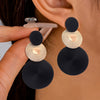 Solid Color Geometric Leaf Hoop Earrings With Smooth Metal Disc Design Exaggerated Versatile Unisex Statement Jewelry