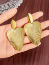 Solid Color Geometric Leaf Hoop Earrings With Smooth Metal Disc Design Exaggerated Versatile Unisex Statement Jewelry