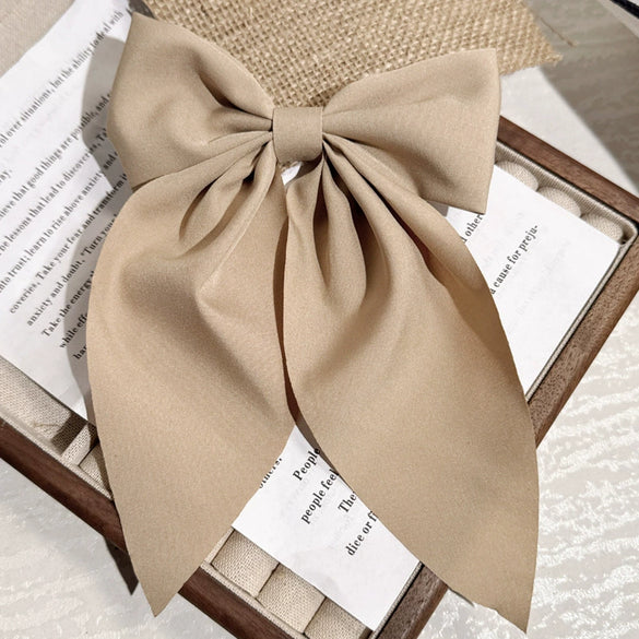 Solid Color Large Bow Hairpin Fabric Manual Duckbill Clip For Japanese Girl Lolita College Jk Style Hair Accessories
