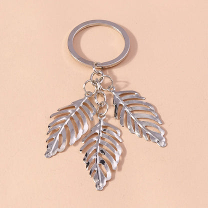 Solid Color Leaves Alloy Bag Pendant Keychain