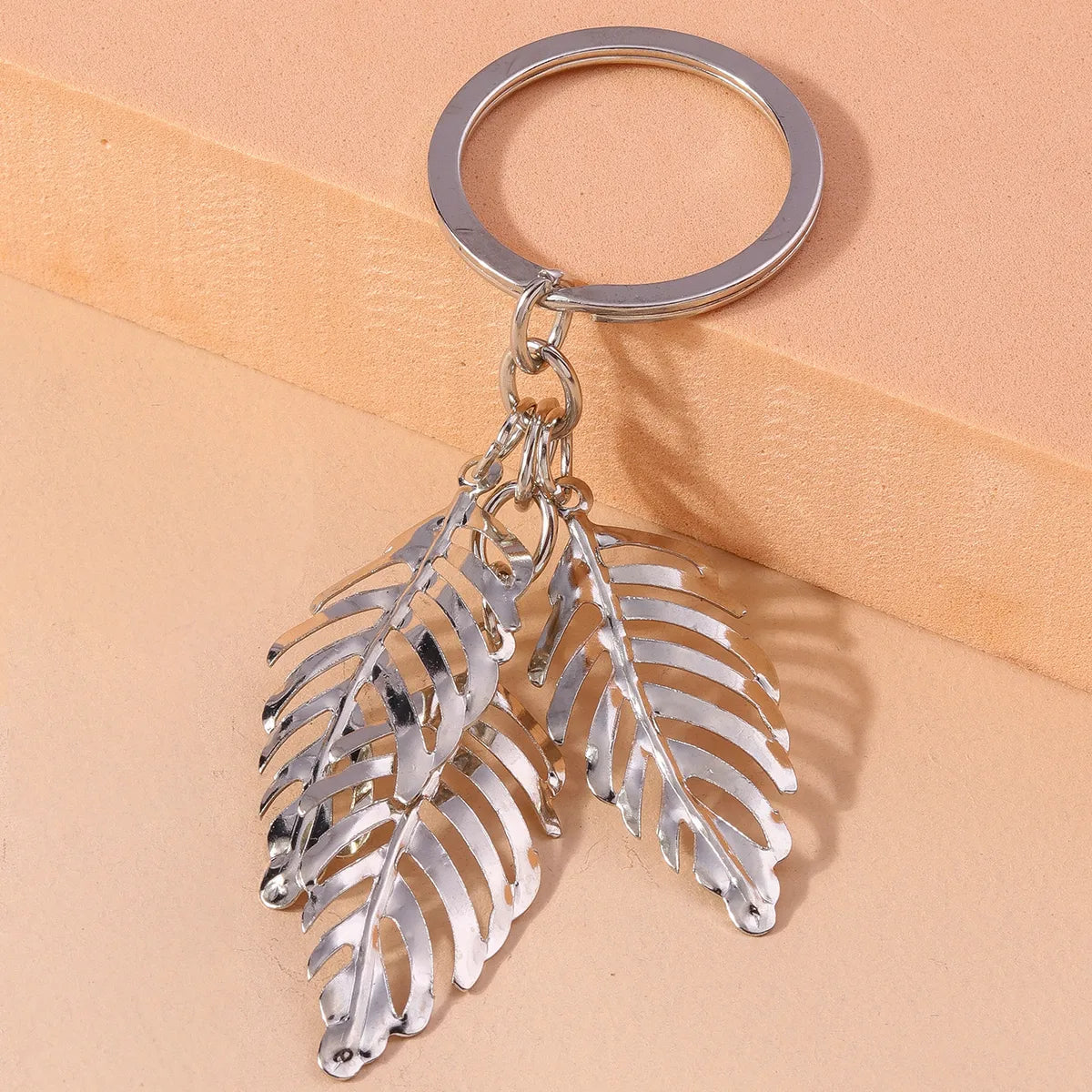 Solid Color Leaves Alloy Bag Pendant Keychain