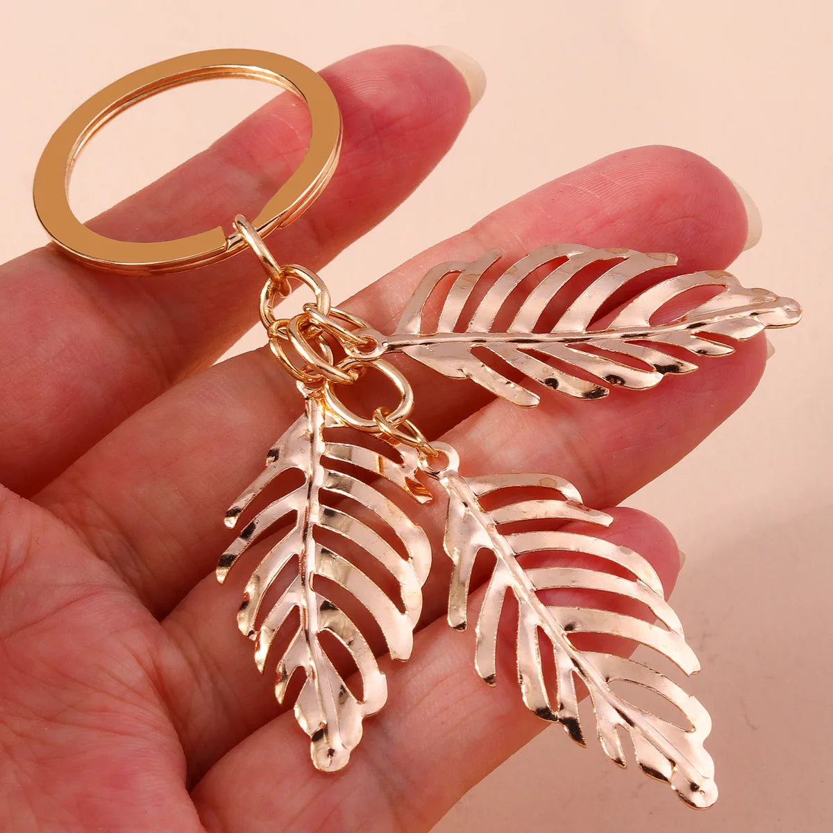 Solid Color Leaves Alloy Bag Pendant Keychain