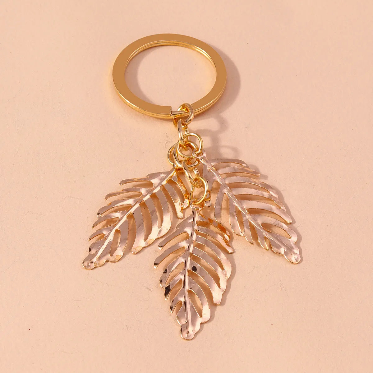 Solid Color Leaves Alloy Bag Pendant Keychain