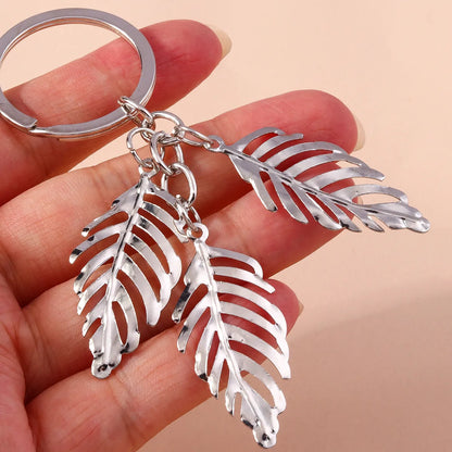 Solid Color Leaves Alloy Bag Pendant Keychain