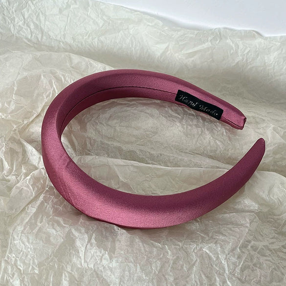Solid Color Satin Wide Headband Handmade Fashion Hair Hoop For Women Elegant Temperament All Match